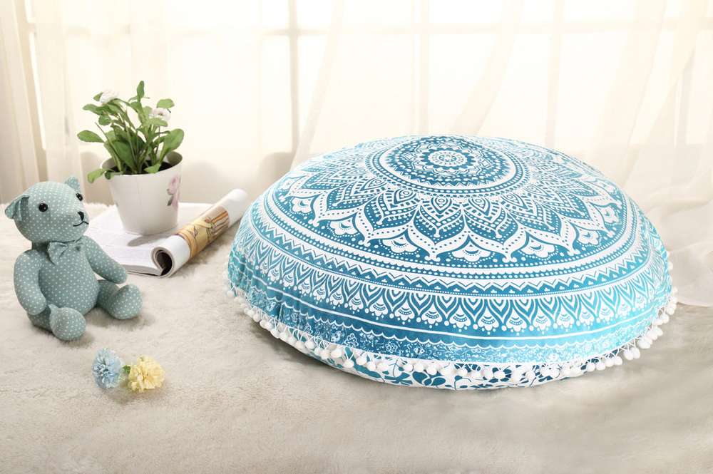 Colorful Mandala Floor Pillows Ottoman Round Bohemian Meditation Cushion Pillow Pouf - Minihomy