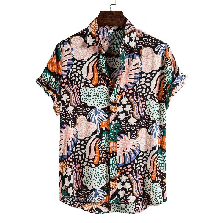 Hawaii beach flower shirt series high-quality cotton men's - Minihomy