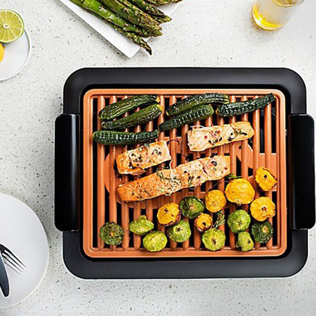 Non-stick Durable Electrothermal Barbecue Plate Fast BBQ Smokeless Grill with Temperature