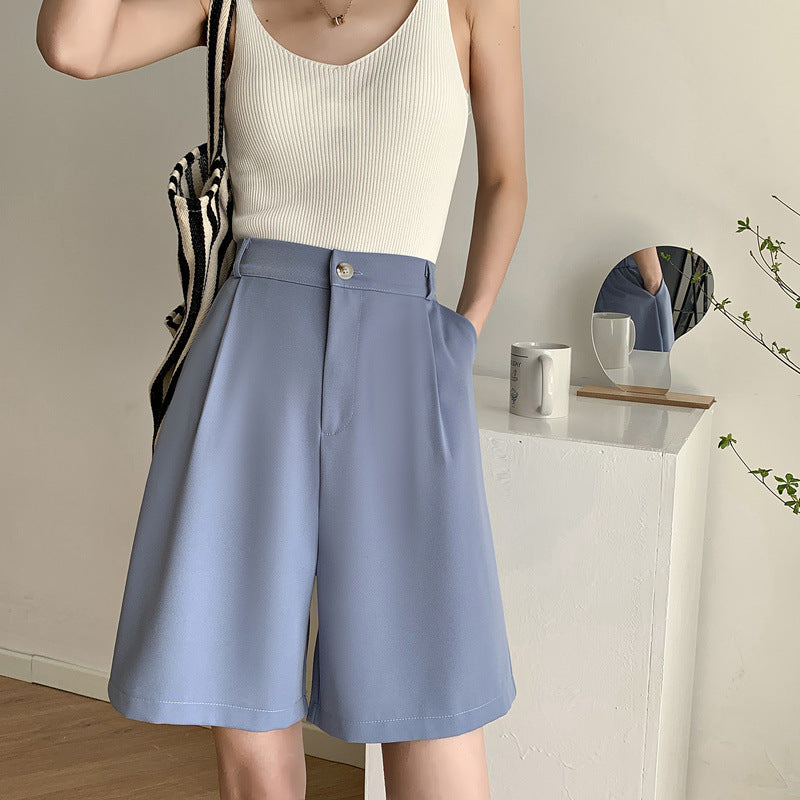 Women's High-waist Casual Wide-leg Five-point Pants