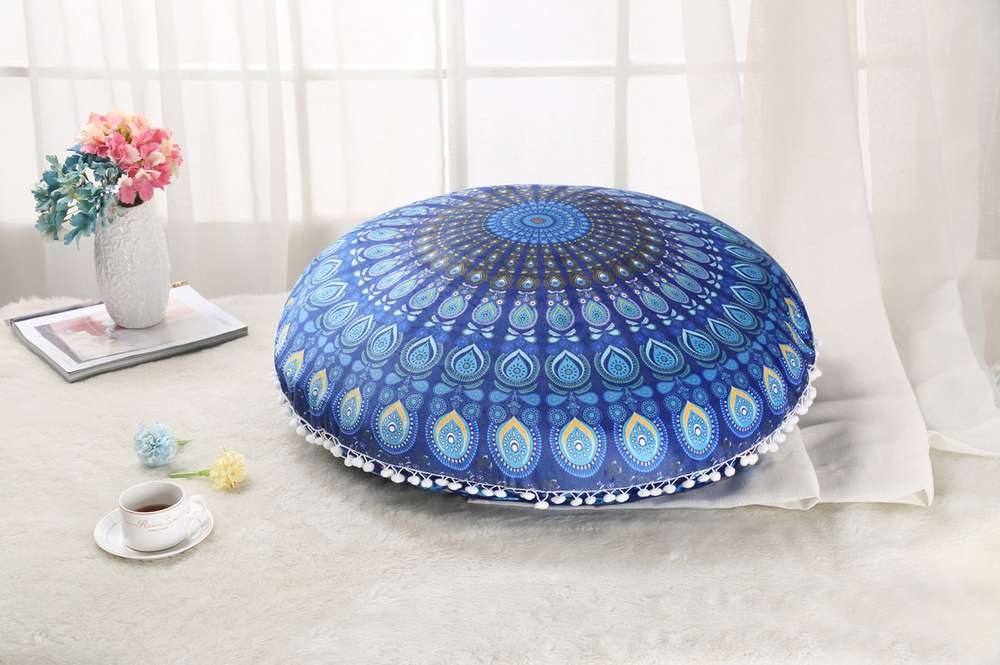 Colorful Mandala Floor Pillows Ottoman Round Bohemian Meditation Cushion Pillow Pouf - Minihomy