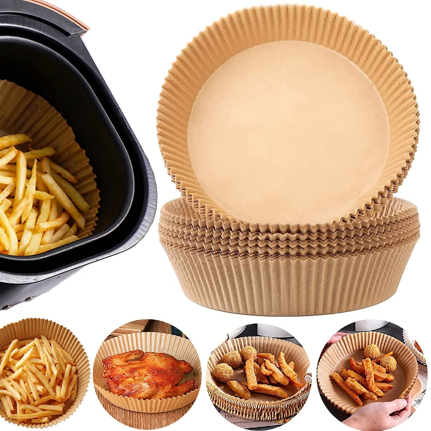 Air Fryer Paper Food Disposable Paper Liner Airfryer Kitchen Cookers Oil-proof Barbecue Plate Steamer Fryer Baking Accessories - Minihomy