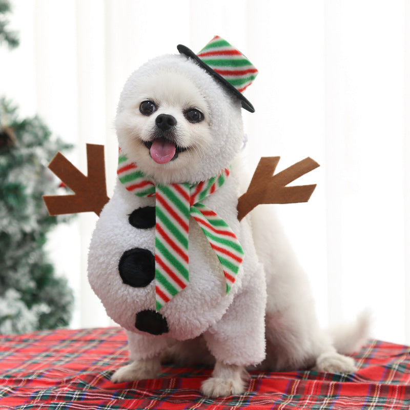 Dog Christmas Pet Clothes Standing Snowman - Minihomy