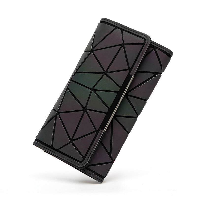 Geometry Three Folds Luminous Long Wallet Card Holder Carteira