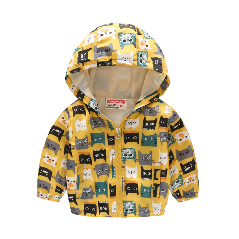 Hooded jacket with print pattern for kids