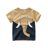 Summer Cartoon Elephant T Shirt Boys Girls Animals Short Sleeve