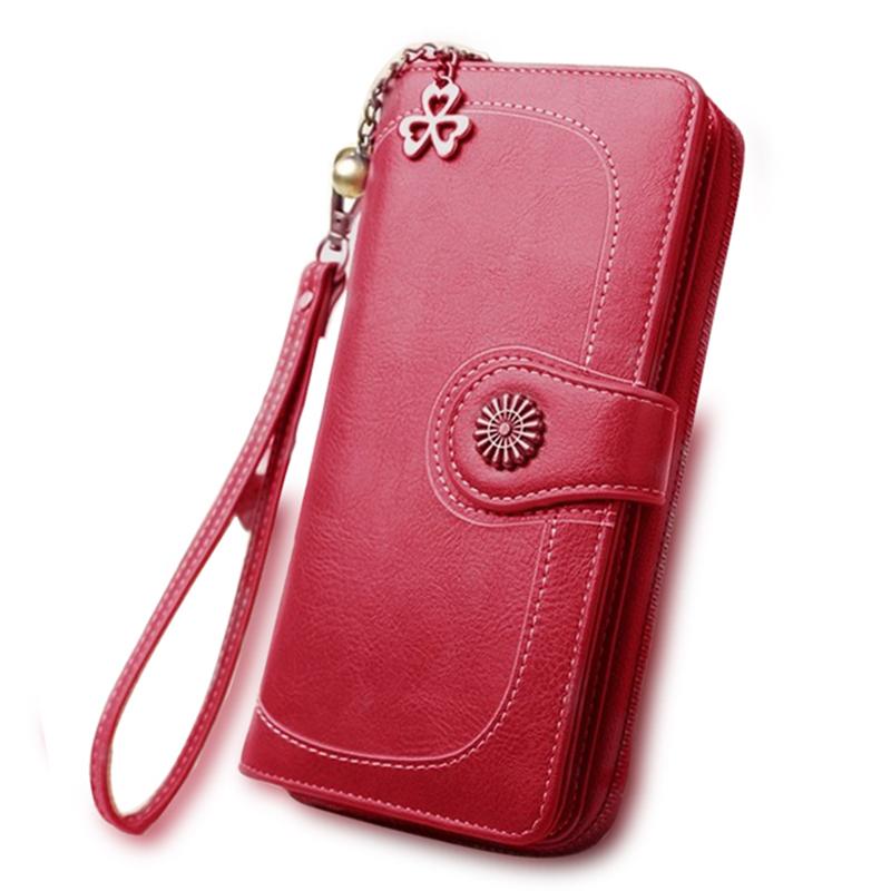 Split Leather Long Wallet for Women