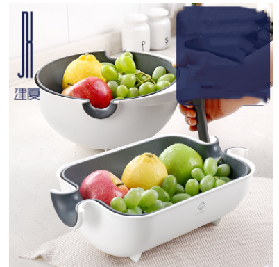 Double Drain Basket Bowl Washing Kitchen Strainer - Minihomy