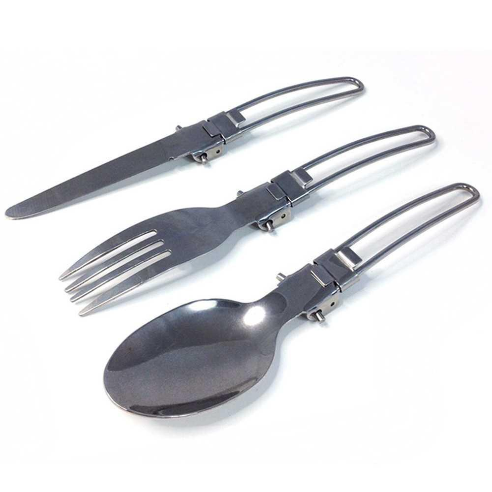 3pcs Set Folding Picnic Traveling Hiking Camping Cutlery Ute - Minihomy