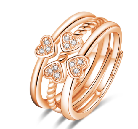 Ring Four-Leaf Clover Ring For Women Split Three-In-One Combination Opening Ring Adjustable Size