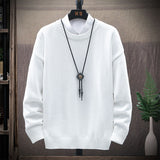 Men's Casual Round Neck Brown Long-Sleeved Pullover Loose Sweater - Minihomy