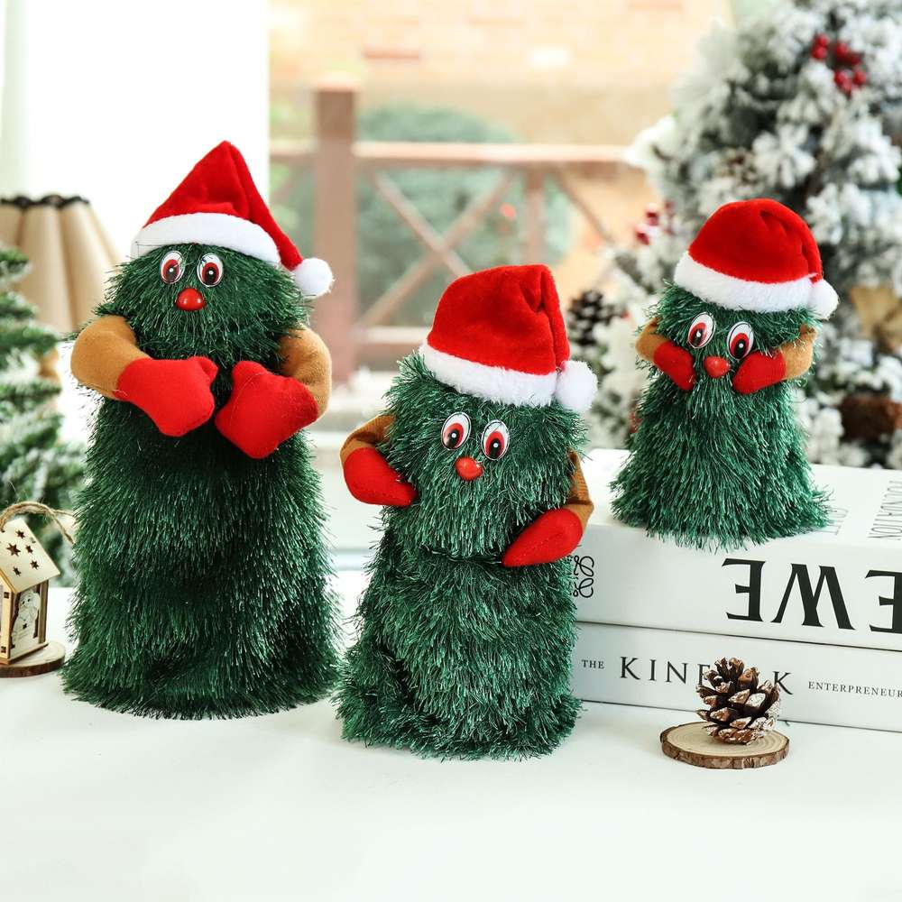 Electric Toy Electric Plush Toy Doll Funny Cute Green Electronic Xmas Tree Musical Santa Claus Toy Christmas Decoration - Minihomy