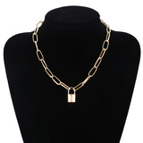 Personality Retro Geometric Ladies Necklace Sweater Chain Simple Lock Shape Wild Temperament Clavicle Chain