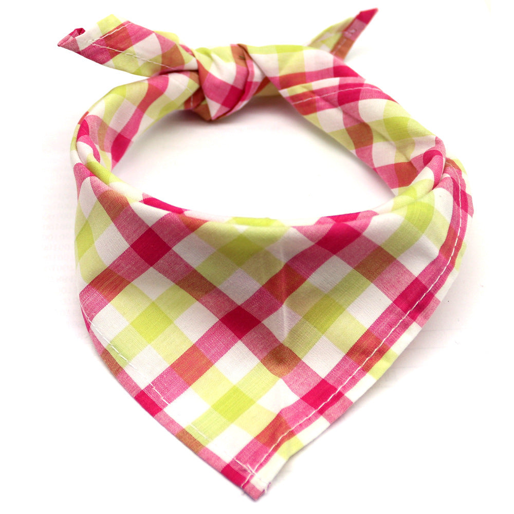 Pet Dog And Cat Plaid Cotton Triangle Scarf - Minihomy
