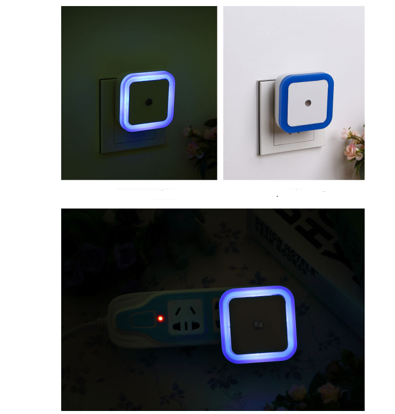 Intelligent LED sensor light Four square halo night light Creative gift plug-in energy-saving human body night light - Minihomy