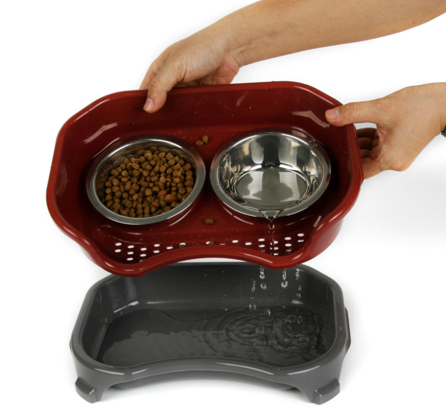 Dog bowl cat bowl pet cat double basin splash-proof neat dog cat rice bowl food bowl stainless steel bowl - Minihomy