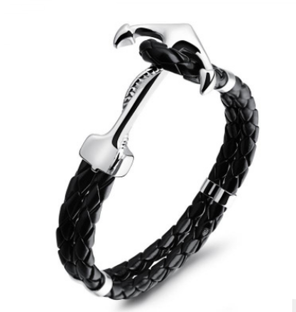 Men's Leather Bracelet European and American Punk Rock Style - Minihomy