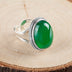 925 sterling silver Thai silver natural green chalcedony ring vintage index ring female exaggerated gemstone ring - Minihomy