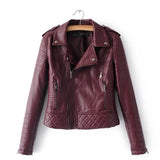 Women Spring Autumn Soft Faux Leather Jackets Lady Motorcyle Zippers Biker Coats