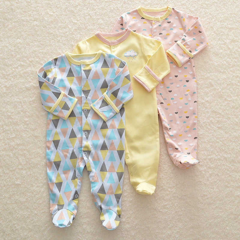 3pcs Flower Sleepsuit Baby Girl Pajamas Newborn Boy Clothes - Minihomy