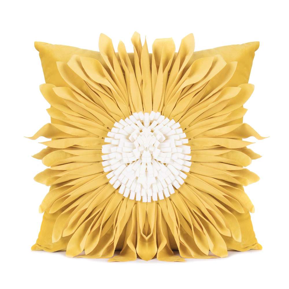 Modern Style White Throw Pillows Velvet Stitching 3D Chrysanthemum Cushion Waist Pillow Blue Cushion Case - Minihomy