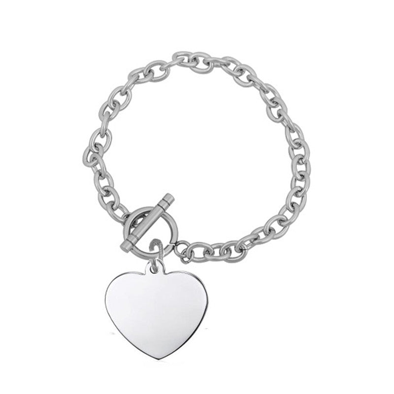 Photo Name Engraved Heart Charm Bracelet For Female Mama Grandma - Minihomy