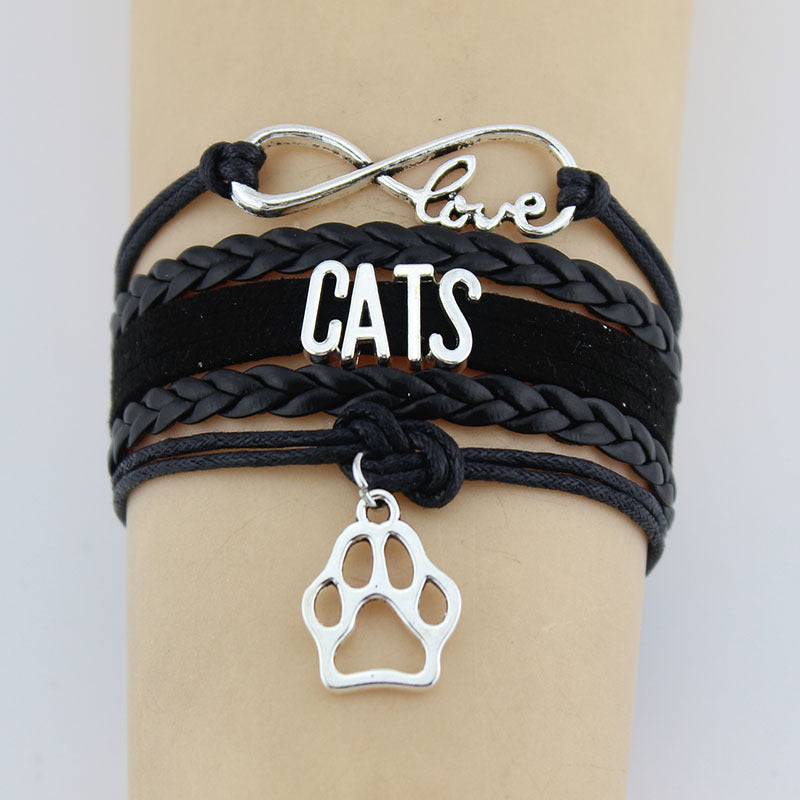 Hand-knitted Cats Animal Paw Charm Bracelet Braided Bracelet - Minihomy