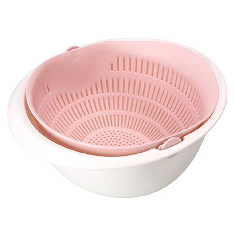 Portable detachable double-layer hollow fruit and vegetable cleaning drain basket Washed rice noodles - Minihomy