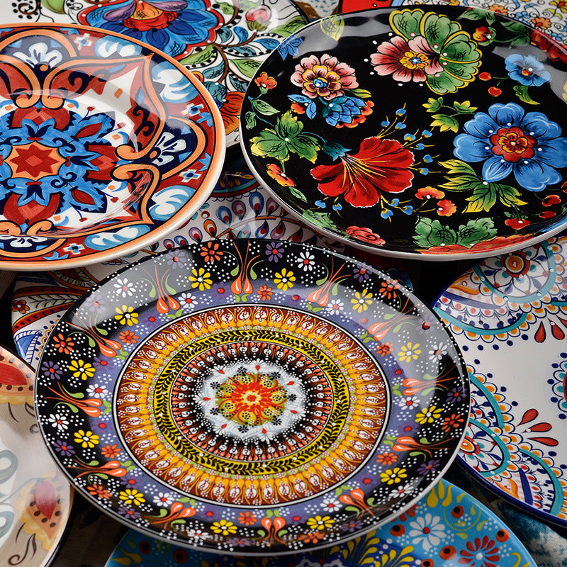 Underglaze Ceramic Tableware Bohemian Household Dishes