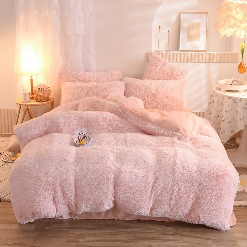 Duvet Cover Queen King Winter Warm Bed Quilt Cover Pillowcase Fluffy Plush Shaggy Bedclothes Bedding Set