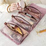 4 In 1 Cosmetic Bag For Women Zipper Mesh Foldable Makeup Bag - Minihomy