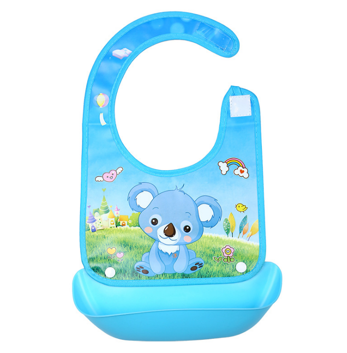 Cartoon baby PVC three-dimensional bib Increase baby bib Waterproof silicone children's dinner pocket