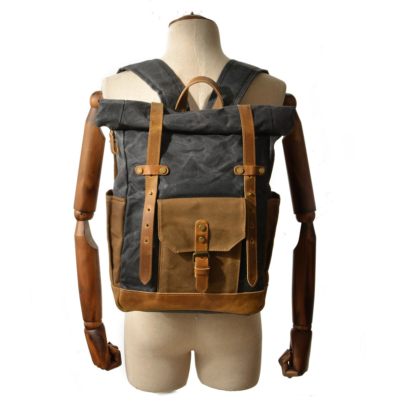 Retro contrast color waterproof rucksack