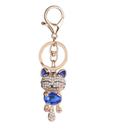 Enamel Lucky Cat Crystal Keychain Alloy Keyring For Women