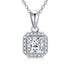 925 Sterling Silver Cushion Cubic Zirconia Halo Princess Square Cut CZ 5A Solitaire Necklace - Minihomy