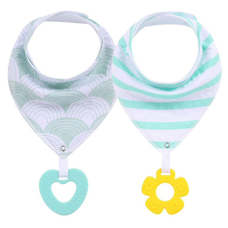 Baby Teether Triangle Baby Bandana Drool Bibs and Teeth Toys