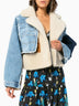 Plush denim stitching biker jacket - Minihomy