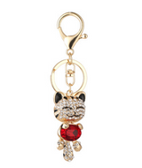 Enamel Lucky Cat Crystal Keychain Alloy Keyring For Women