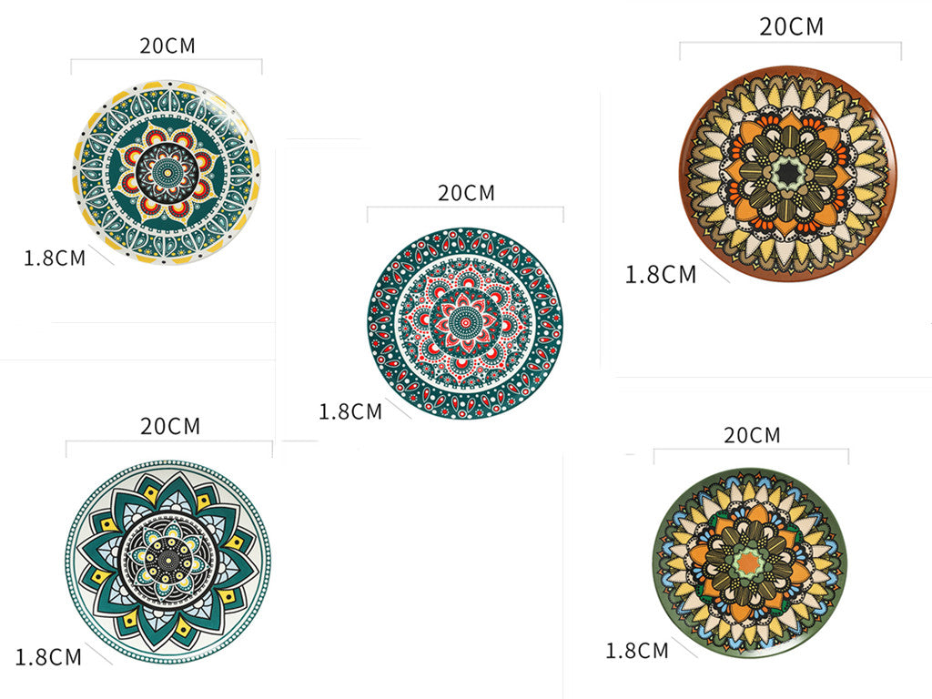 Ceramic Bohemian Tableware Platter Moroccan Pattern Ethnic Flat Plate