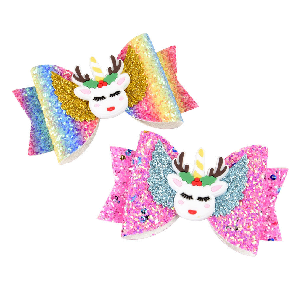 Bright Glitter Kids Fairy Bow Princess Hairgrips - Minihomy