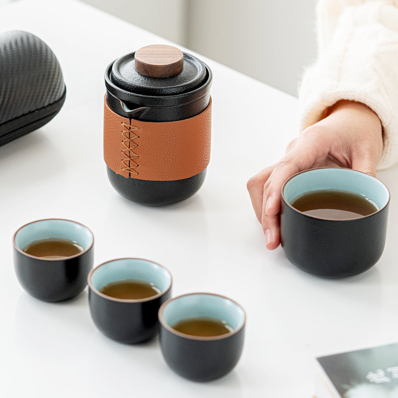 Portable Travel Tea Set With One Pot And Four Cups - Minihomy