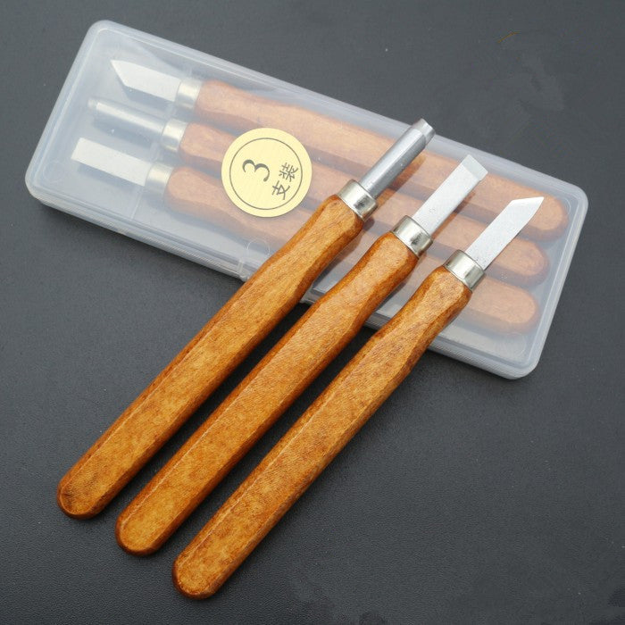 Mahogany 6 Sticks Carving Knife Handmade Woodcut Knife Eraser Engraving Set Woodcarving Tool - Minihomy