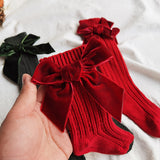 Baby Bowknot Woolen Pure Color Tube Socks