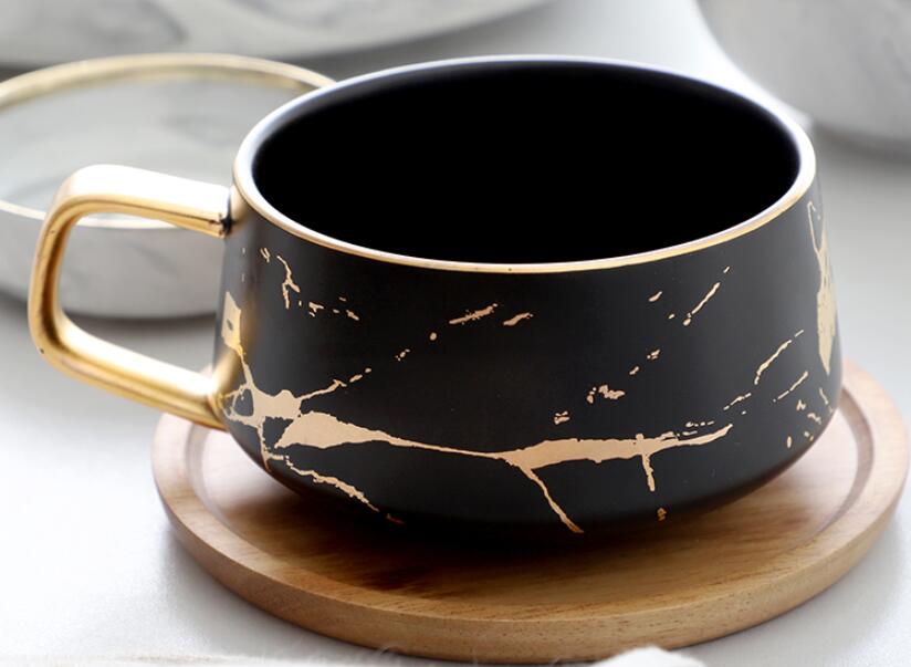 Creative Fresh Nordic Style Marble Matte Gold Ceramic Cup - Minihomy