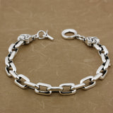 S925 Vintage Thai Silver Men's Square Ring Double Faucet Bracelet