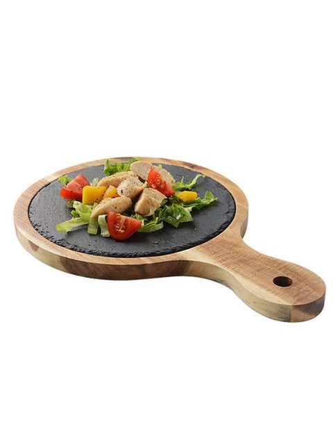 Black Wood Pizza Dish Wooden Plate