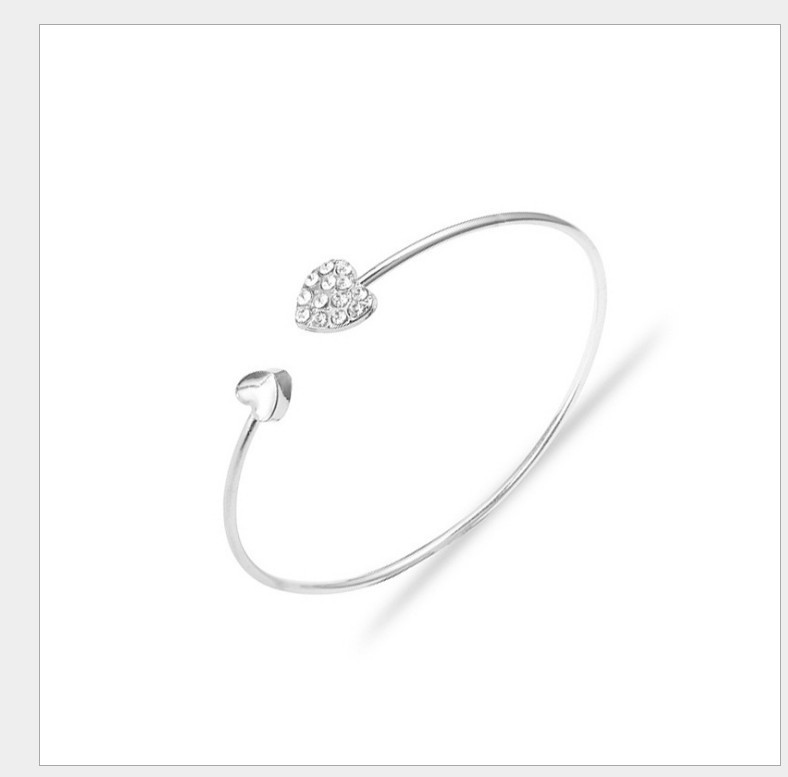 Korean Version Of Jewelry Full Diamond Heart-Shaped Love Bracelet - Minihomy