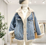 Winter Both Sides Wear Loose Jean Coats - Female Clothing Outwear