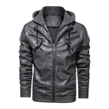 Biker Hooded Men Faux Leather Jackets - Minihomy