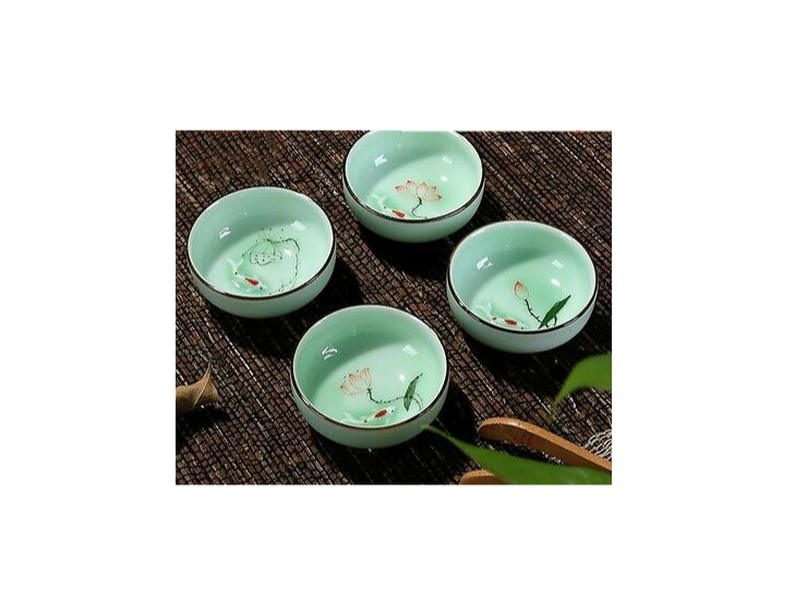 Celadon Hand-painted Ceramic Teacup Kung Fu Tea Set Carp Creative - Minihomy